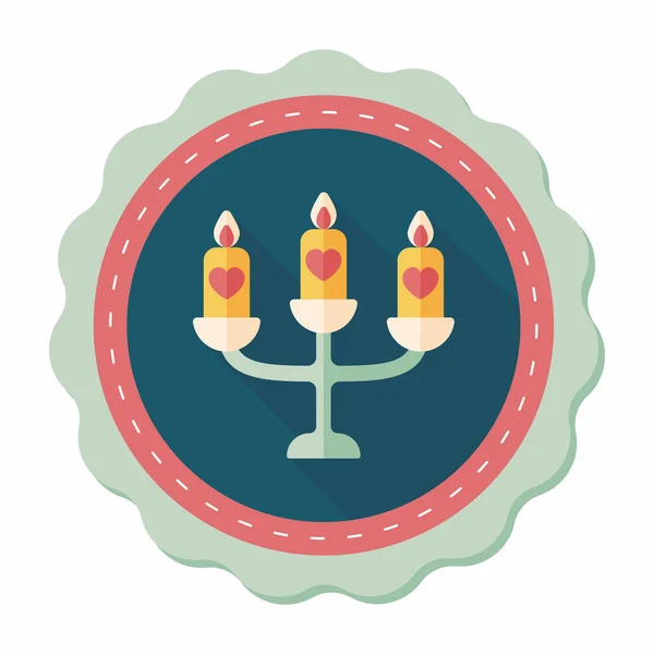 Svatební svíce držitel ploché ikony s dlouhý stín, eps10 — Stockový vektor