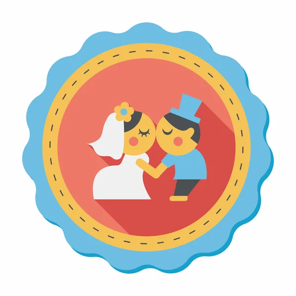 Wedding couple flat icon with long shadow,eps10 — Stock Vector