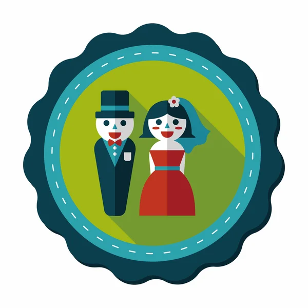 Pareja de boda icono plano con sombra larga, eps10 — Vector de stock