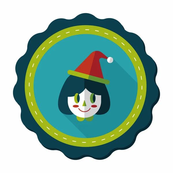 Christmas girl flat icon with long shadow, eps10 — стоковый вектор