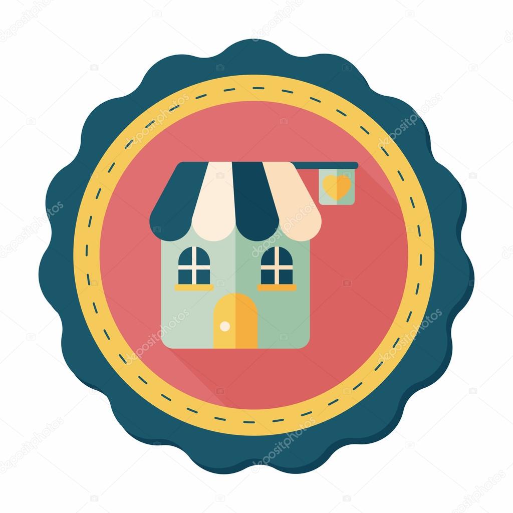 Valentine's Day love house flat icon with long shadow,eps10