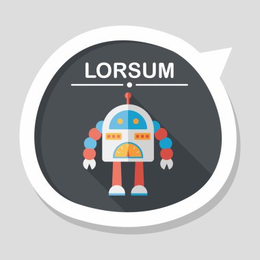 Robot kavramı uzun gölge, eps10 düz simgesiyle
