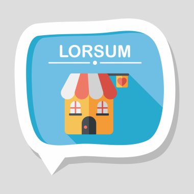 Sevgililer günü aşk evi düz simgesiyle uzun gölge, eps10