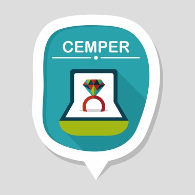 Elmas yüzük düz simgesi ile uzun gölge, eps10 teklif