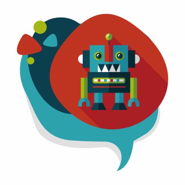 Vintage robot uzun gölge, eps 10 düz simgesi