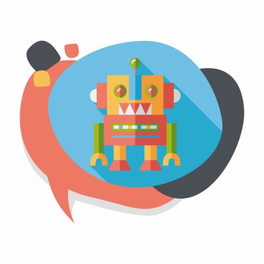 Vintage robot uzun gölge, eps 10 düz simgesi