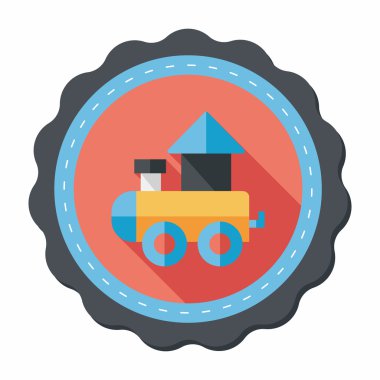 Tren oyuncak uzun gölge, eps 10 düz simgesiyle