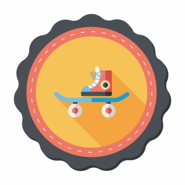 kaykay uzun gölge düz simgesi