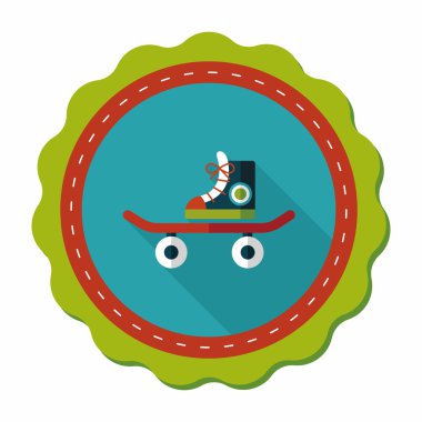 kaykay uzun gölge düz simgesi