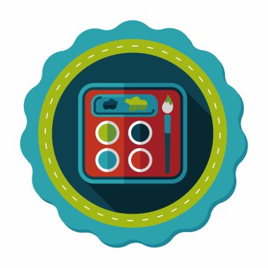 Resim paleti uzun gölge, eps 10 ile boya fırçası düz simgesi ile