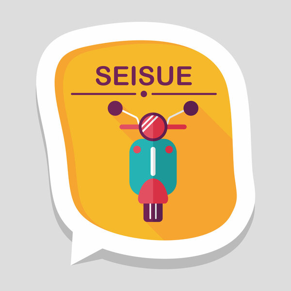 Transportation scooter flat icon with long shadow,eps10