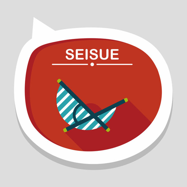 Lounger Beach Sunbed Chair flat icon with long shadow,eps10