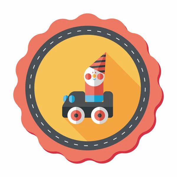 Toy car flat icon with long shadow — Stock Vector