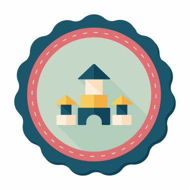 uzun gölge ile tuğla ev düz simgesi