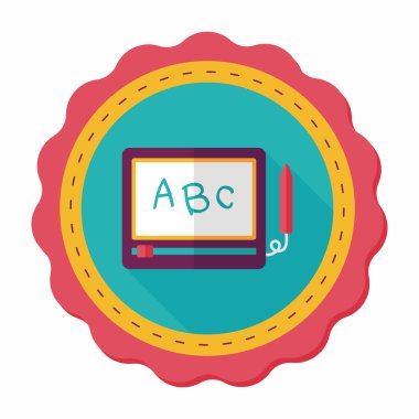 uzun gölge ile çocuk çizim kurulu düz simgesi