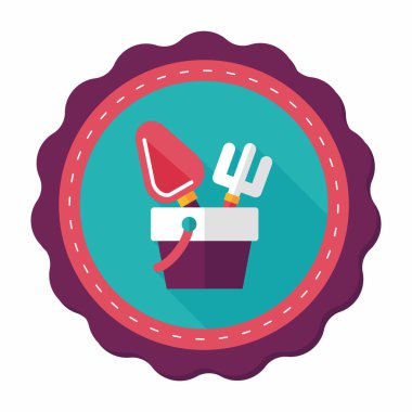 kürek ve kova oyuncakları düz simgesi ile uzun gölge, eps10