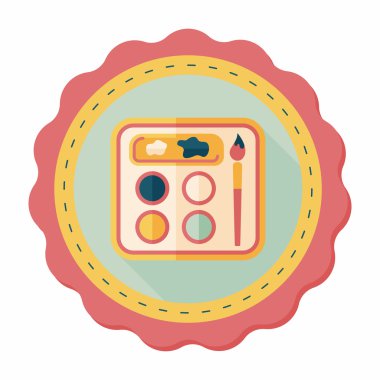 Resim paleti uzun gölge, eps 10 ile boya fırçası düz simgesi ile