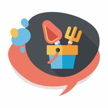 kürek ve kova oyuncakları düz simgesi ile uzun gölge, eps10