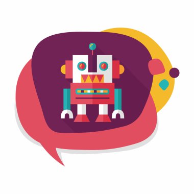 Vintage robot uzun gölge, eps 10 düz simgesi