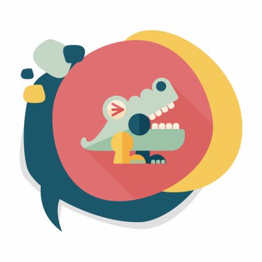 Timsah oyuncak düz simgesi ile uzun gölge, eps10