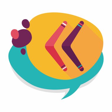 Bumerang uzun gölge düz simgesi