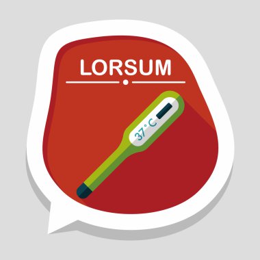 medikal termometre ile uzun gölge düz simgesi