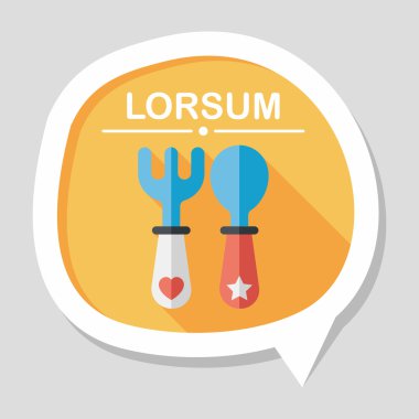 Uzun Gölge, eps10 düz simgesiyle dishware ve çatal bıçak takımı