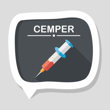 şırınga ile uzun gölge düz simgesi 