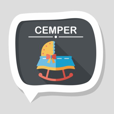 Bebek beşik yatak düz simgesiyle uzun gölge, eps10