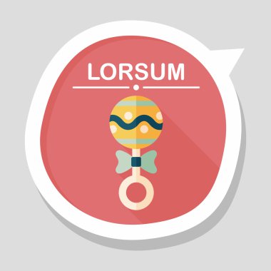 Bebek çıngırağı düz simgesi ile uzun gölge, eps10