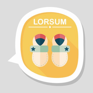 uzun gölge ile bebek patik düz simgesi