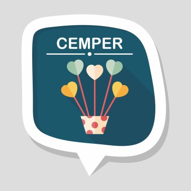 kalp çiçek düz simgesi ile uzun gölge, eps10