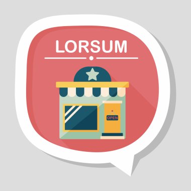 Bina dükkan mağaza düz simgesiyle uzun gölge, eps10