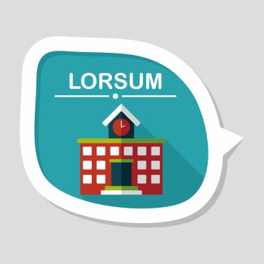 Bina okul düz simgesi ile uzun gölge, eps10