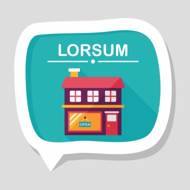 Bina dükkan mağaza düz simgesiyle uzun gölge, eps10