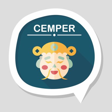 Çin yeni yılı düz simgesi ile uzun gölge, eps10, zenginlik tanrısı