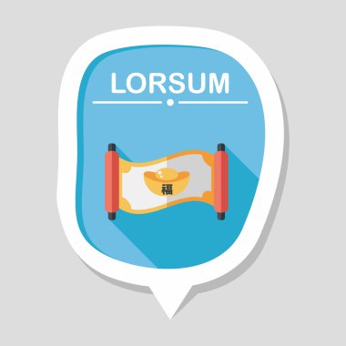 Çin yeni yılı uzun gölge, eps10, Altın külçe ca ile düz simgesi