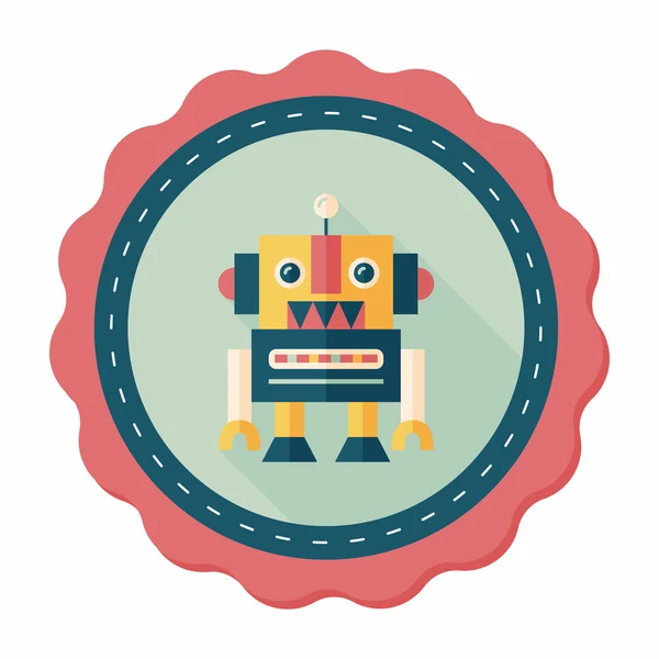 Vintage robot flat icon with long shadow,eps 10 — Stock Vector