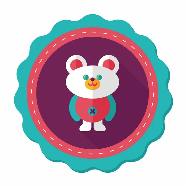 Teddy bear flat icon with long shadow — Stock Vector