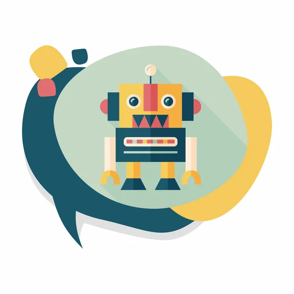 Vintage robot flat icon with long shadow,eps 10 — Stock Vector