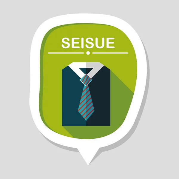 Chemise d'affaires et cravate icône plate avec ombre longue, eps10 — Image vectorielle