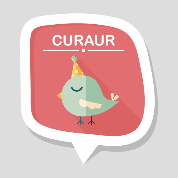 Oiseau avec chapeau d'anniversaire icône plate avec ombre longue, eps10 — Image vectorielle
