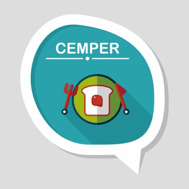 Uzun Gölge, eps10 ile kahvaltı tost düz simgesi