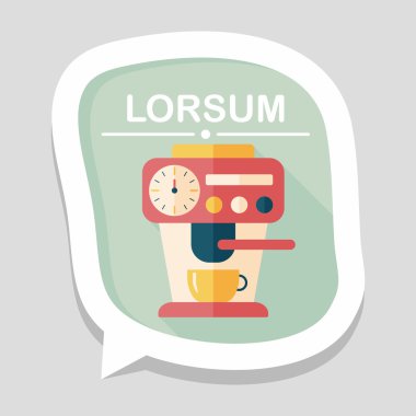 Kahve makinesi düz simgesi, uzun gölge, eps10