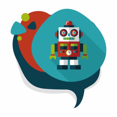 Vintage robot uzun gölge, eps 10 düz simgesi