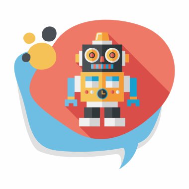 Vintage robot uzun gölge, eps 10 düz simgesi