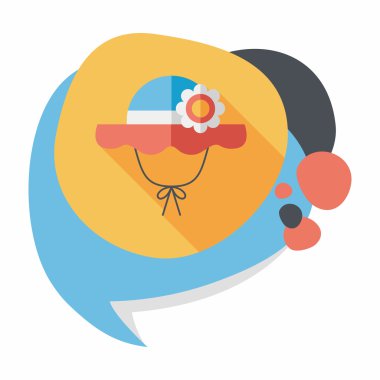 Kadın şapka düz simgesi ile uzun gölge, eps10