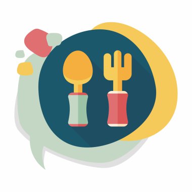 Uzun Gölge, eps10 düz simgesiyle dishware ve çatal bıçak takımı