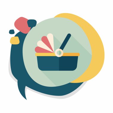 Bebek beşik yatak düz simgesiyle uzun gölge, eps10