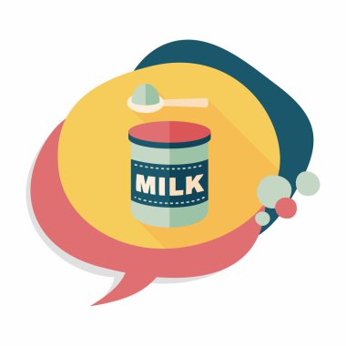 süt tozu süt gıda uzun gölge, eps 10 düz simgesiyle